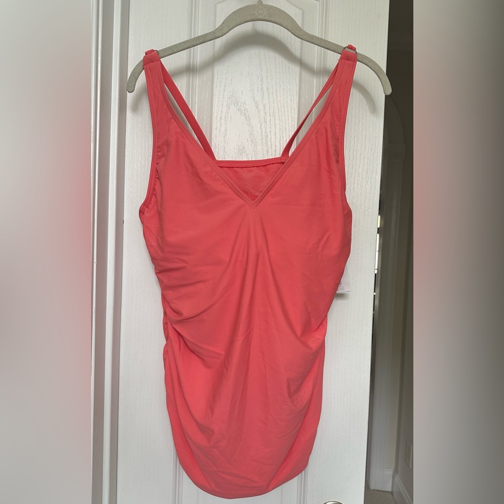 New Lands End Coral tankini V-Neck Top 16W